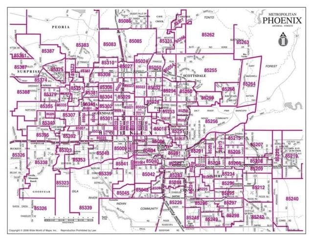 Phoenix postcodes kaart